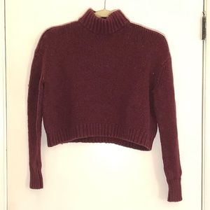 Red cropped turtleneck